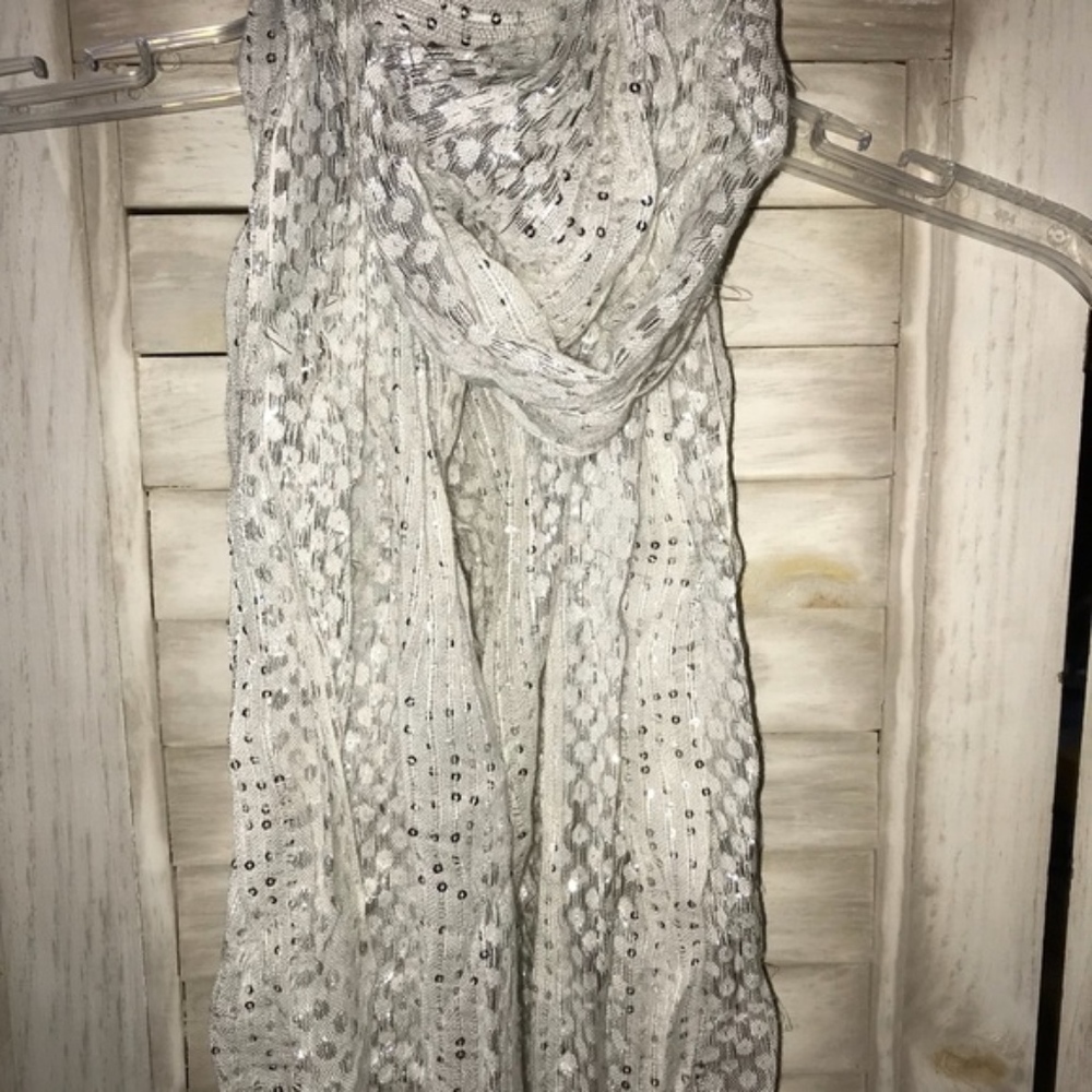 White & Silver Sparkle Scarf